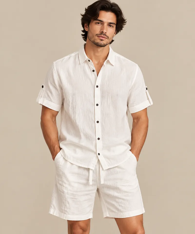 Ivory Short Sleeve Button-Up Shirt