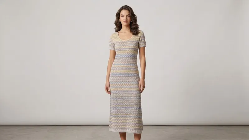 Ocean Wave Chevron Knit Midi Dress