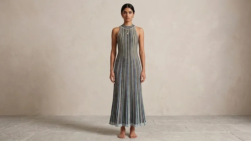 Ocean Stripe Knit Midi Dress