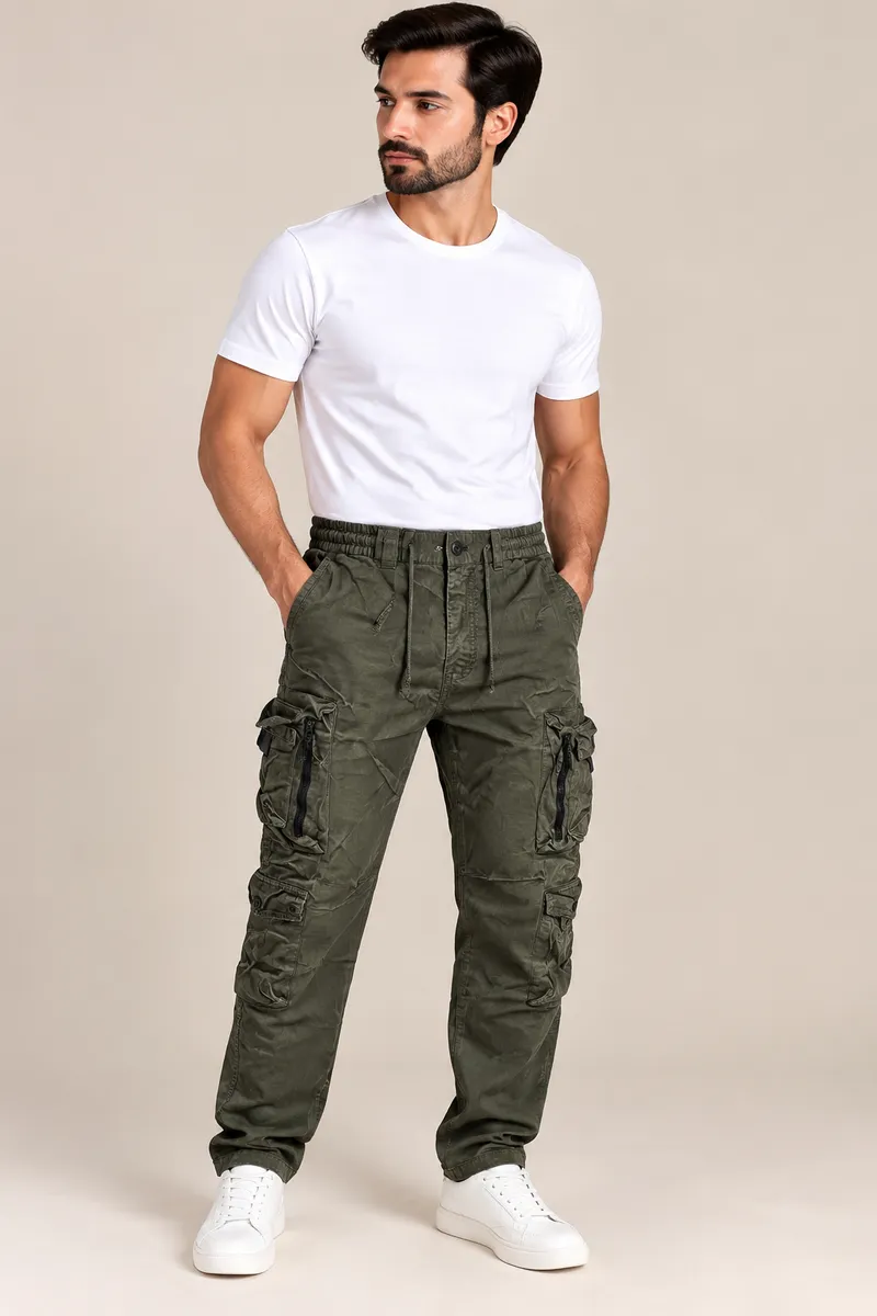 Olive Green Utility Cargo Pants