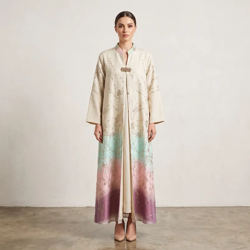 Gilded Plum Abaya with Contrast Piping