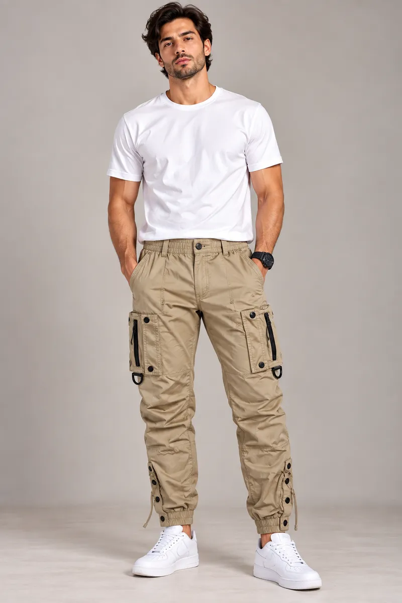Khaki Utility Jogger Pants
