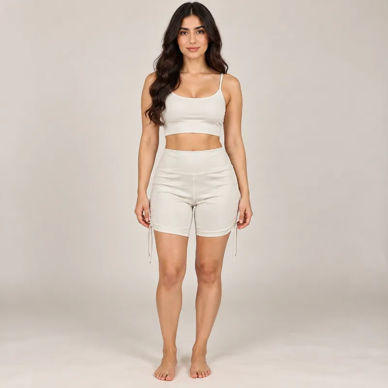 Off-White Adjustable Side Tie Active Shorts