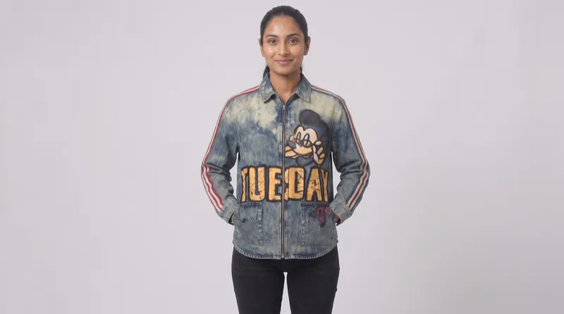 Blue Mickey Tuesday Graphic Denim Jacket