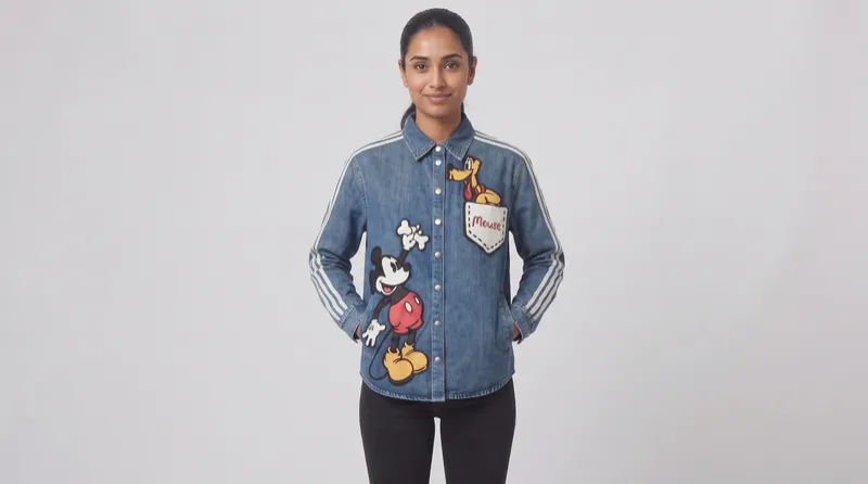 Blue Mickey Mouse Graphic Denim Shirt Jacket