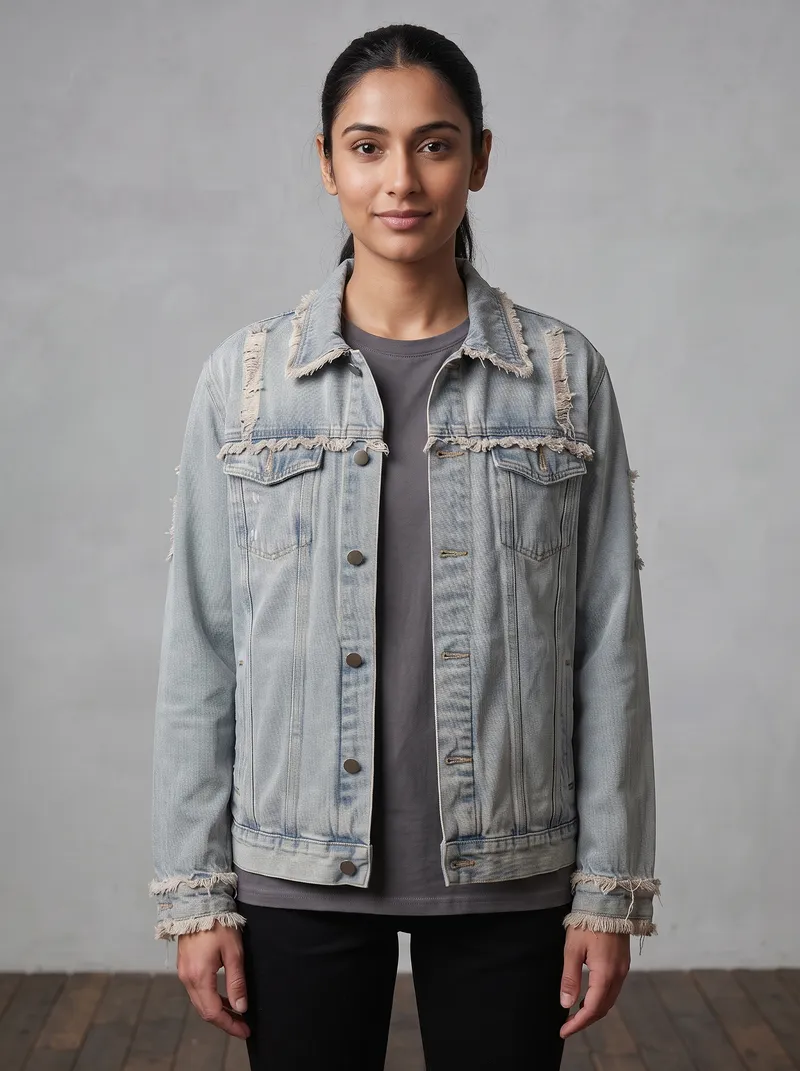 Live To Ride Embroidered Distressed Denim Jacket