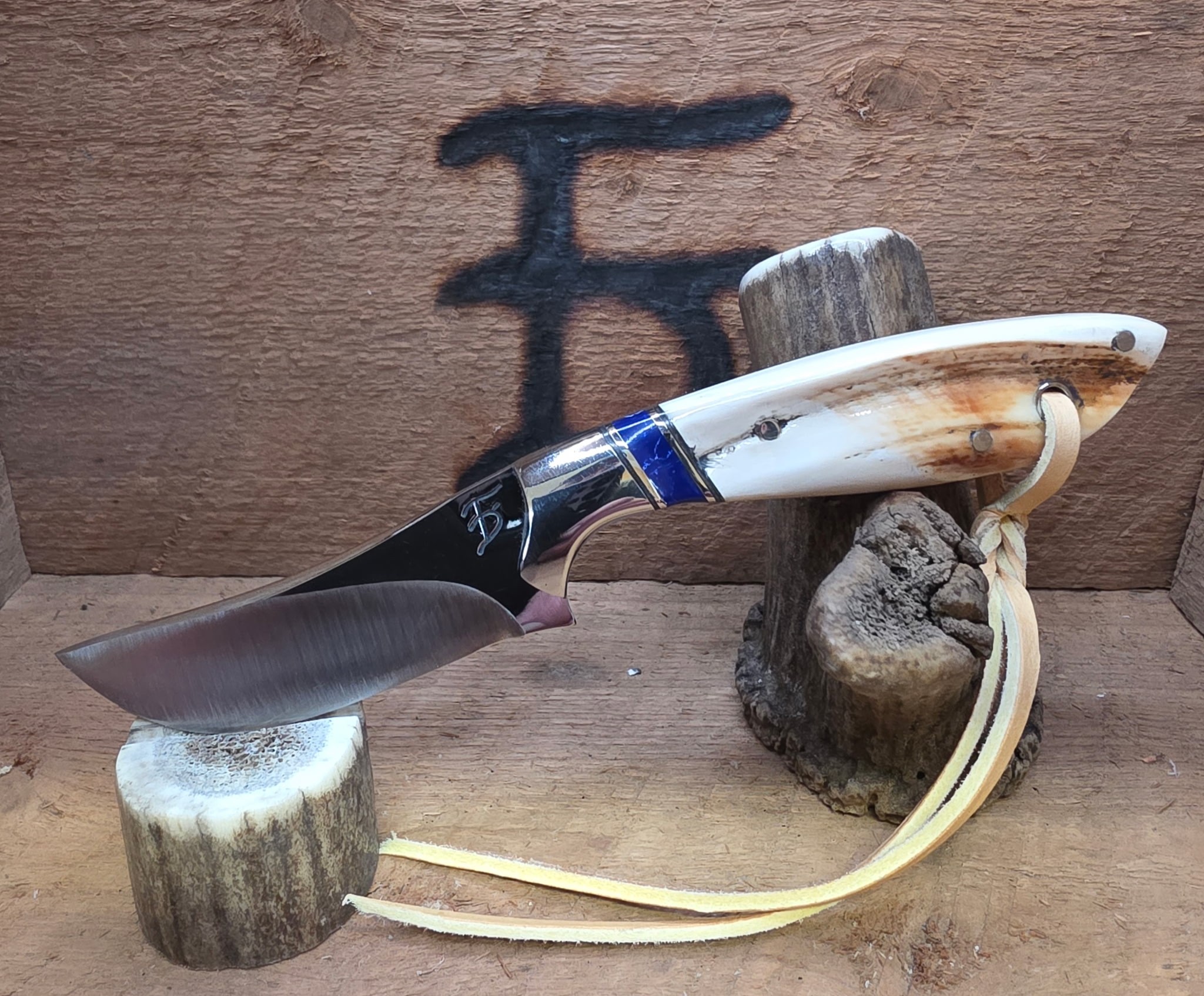 7 Inch Cowboy Hunter with Nitro V Stainless Steel Blade - Recon Stone - Warthog Tusk Scales