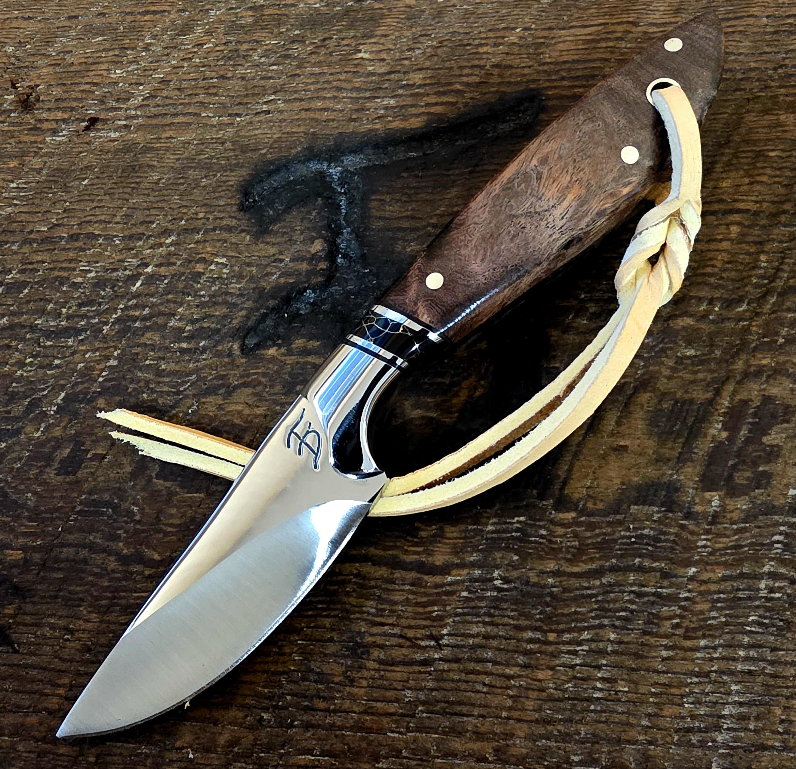 7 Inch Cowboy Knife with Nitro-V Stainless Steel - Black Onyx - Honey Mesquite Scales