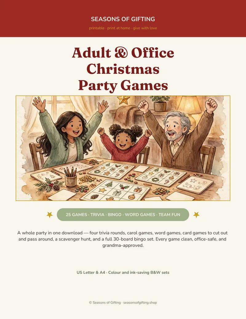Adult & Office Christmas Party Games Bundle, Clean Edition