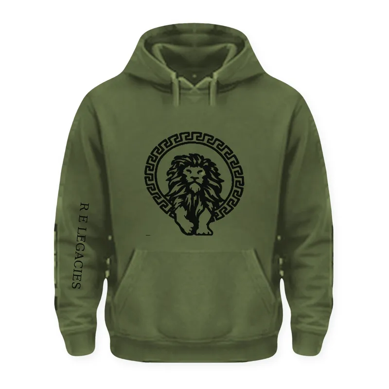 Hoodie Hombre · Verde Militar con Logo Negro (Central)