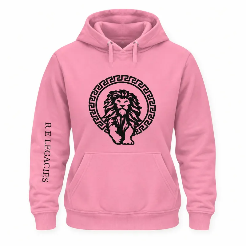 Hoodie Mujer · Rosado con Logo Negro (Central)
