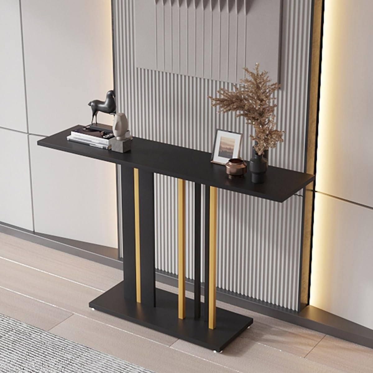 Modern Console Table with Marble Top and Gold Frame for Entryway UAE | D-E49
