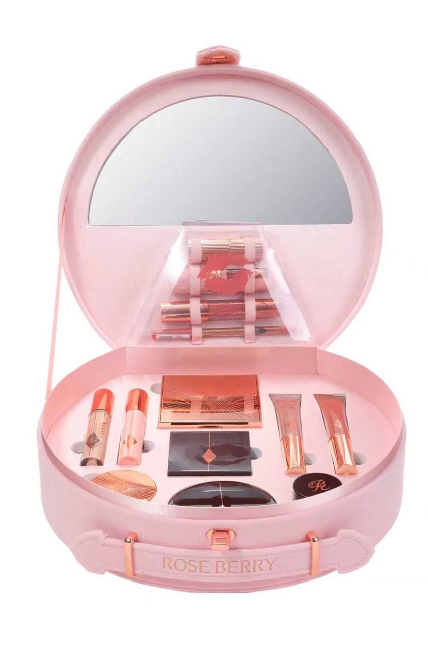 Rose Berry Luxury Round Makeup Vanity Case | "Dreams Come True" Full Collection ✨ pink_heart | D-E60