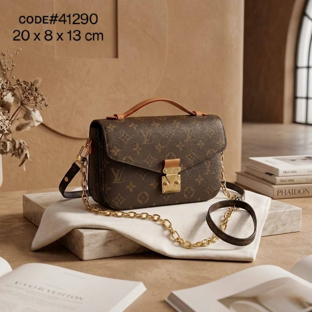 Classic Monogram Crossbody Bag with Gold S-Lock – Timeless Chic | D-E14