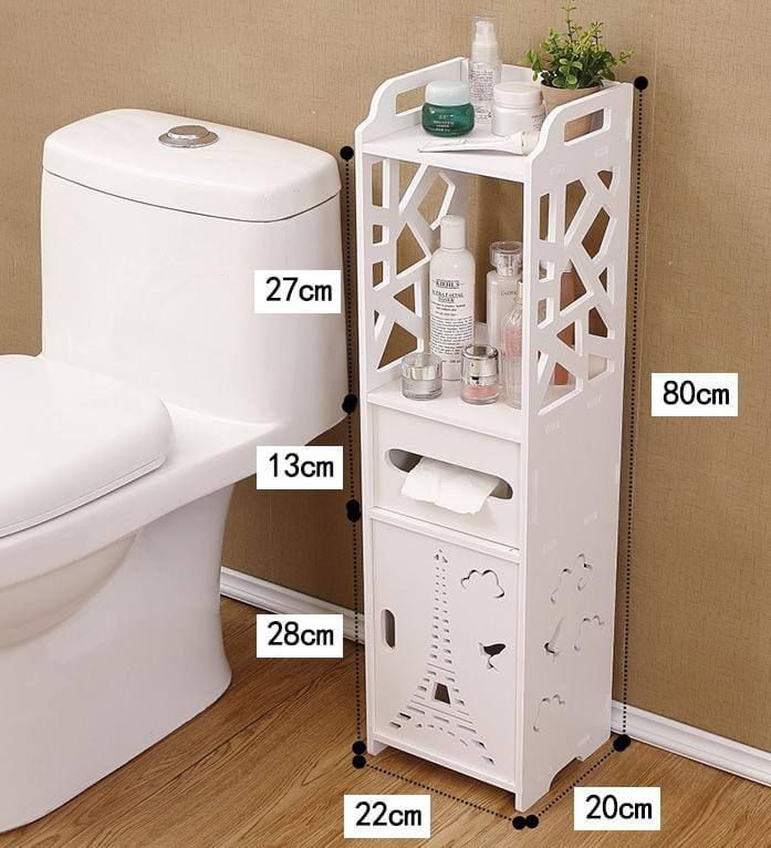 Slim Wall-Mounted Bathroom Side Storage Rack & Toilet Organizer UAE | D-E49