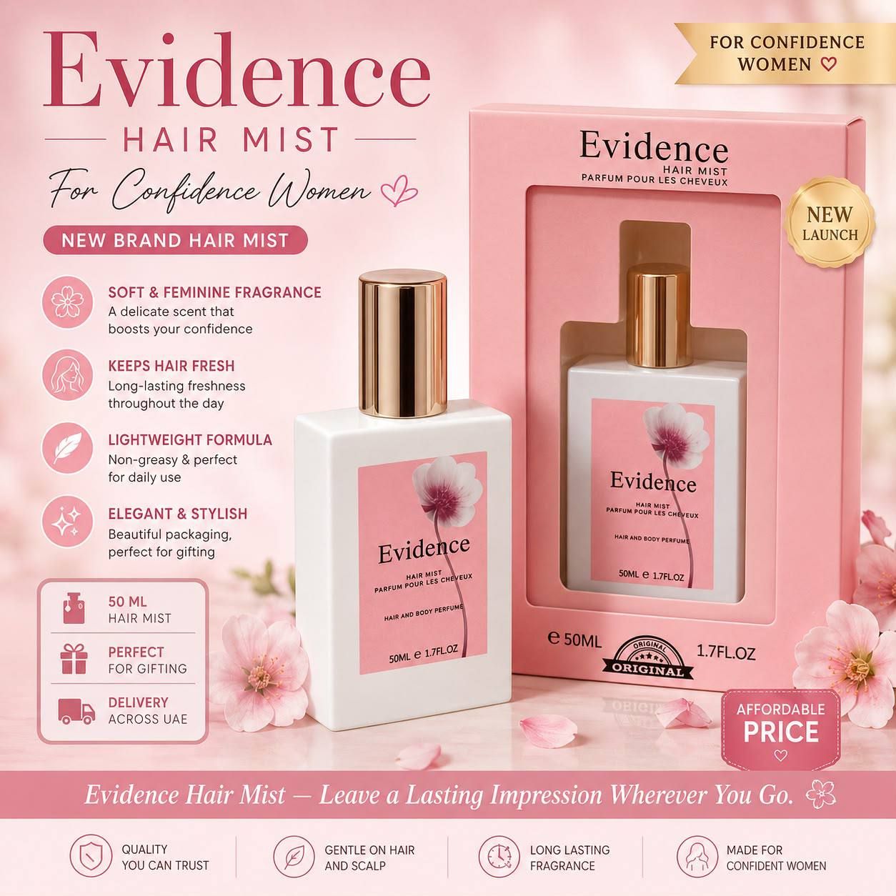 عطر ومعطر الشعر "إيفيدنس" الفاخر (50 مل) – انطباع ساحر يدوم مع كل حركة | D-A41
