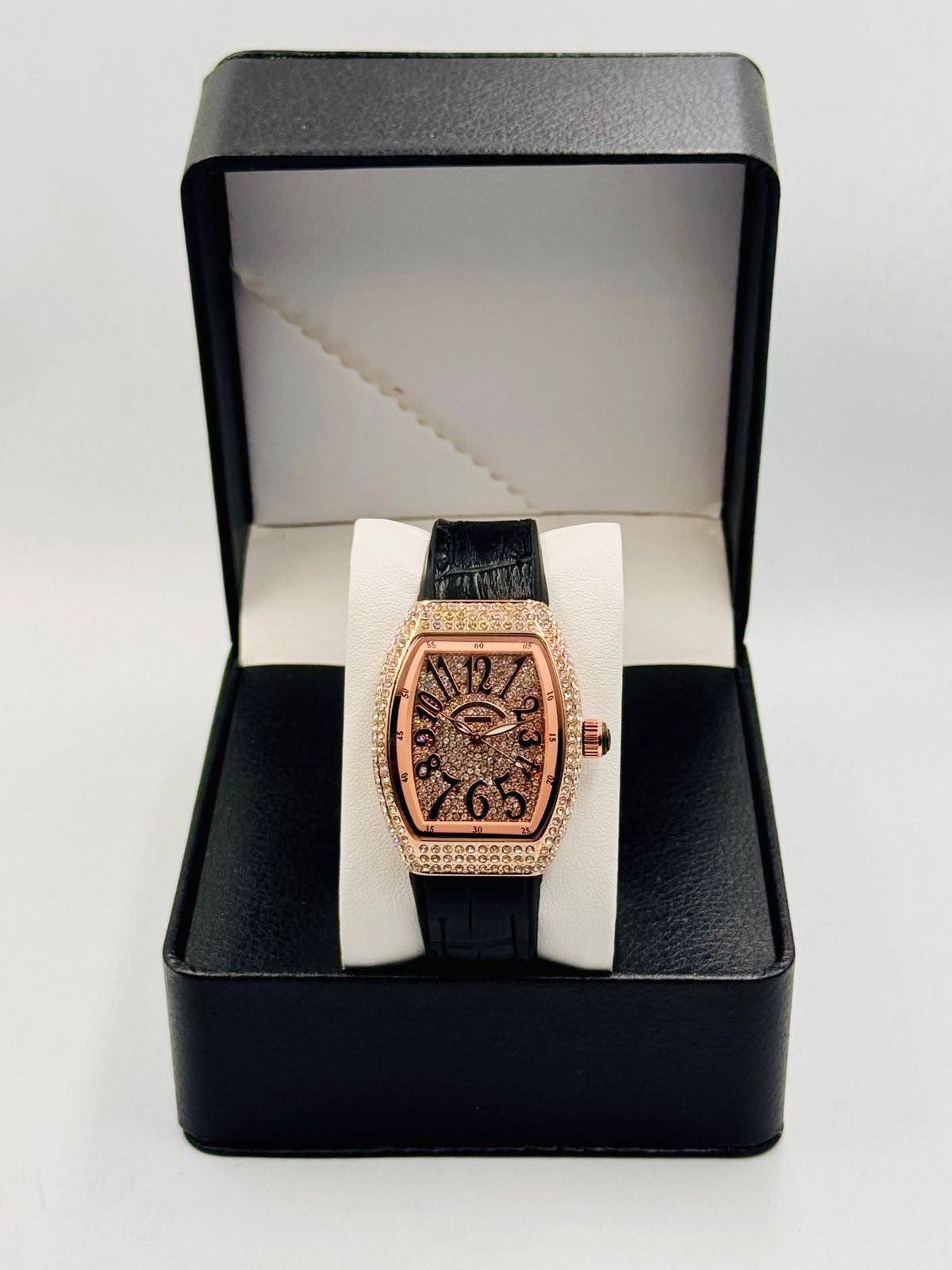 Franck Muller-Inspired Iced Out Luxury Watch with Premium Leather Strap (Premium Quality) | D-E13