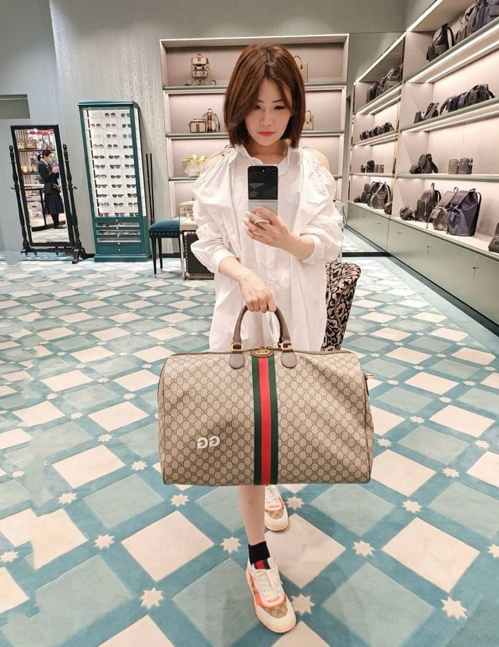 Classic Monogram Duffle Travel Bag with Signature Web Stripe – Premium Heritage Holdall | D-E15