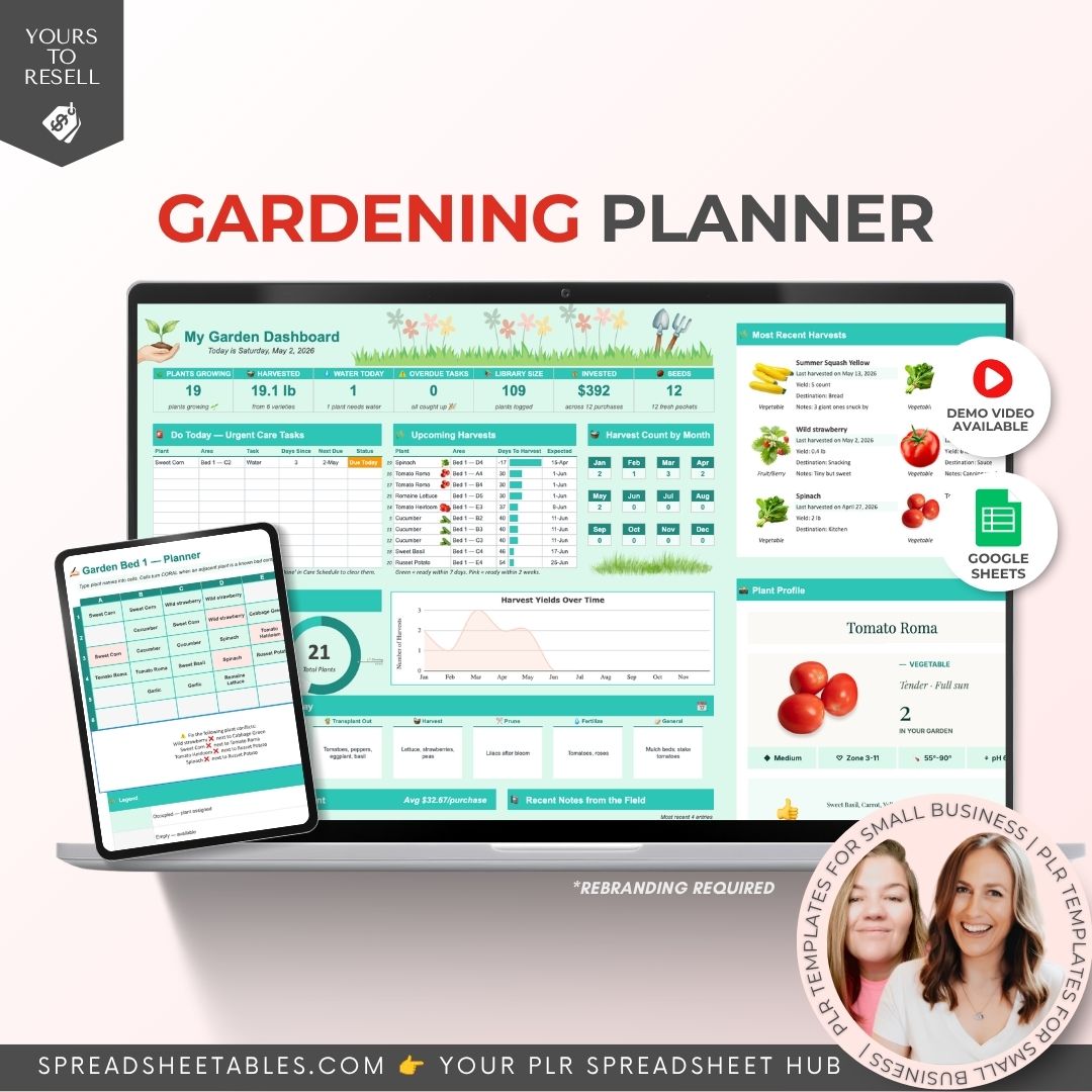 🎓Ultimate Garden Planner and Tracker 0042 PLR Spreadsheet