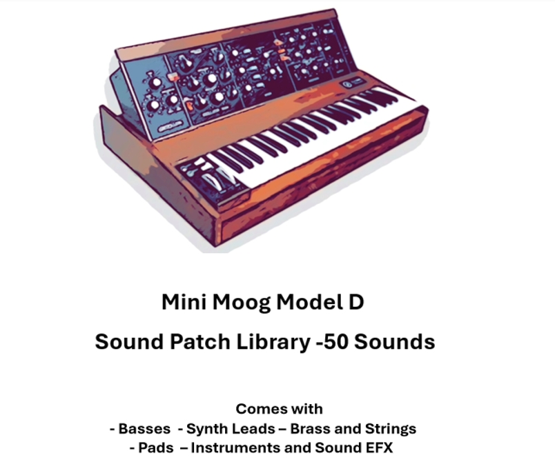 Mini Moog Model D Sound Patch library - 50 Sounds