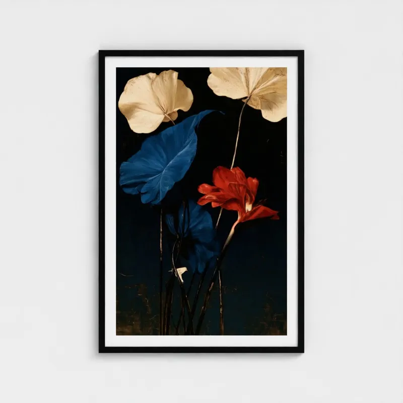 NIGHT GARDEN — Dark Botanical Modernist Wall Art
