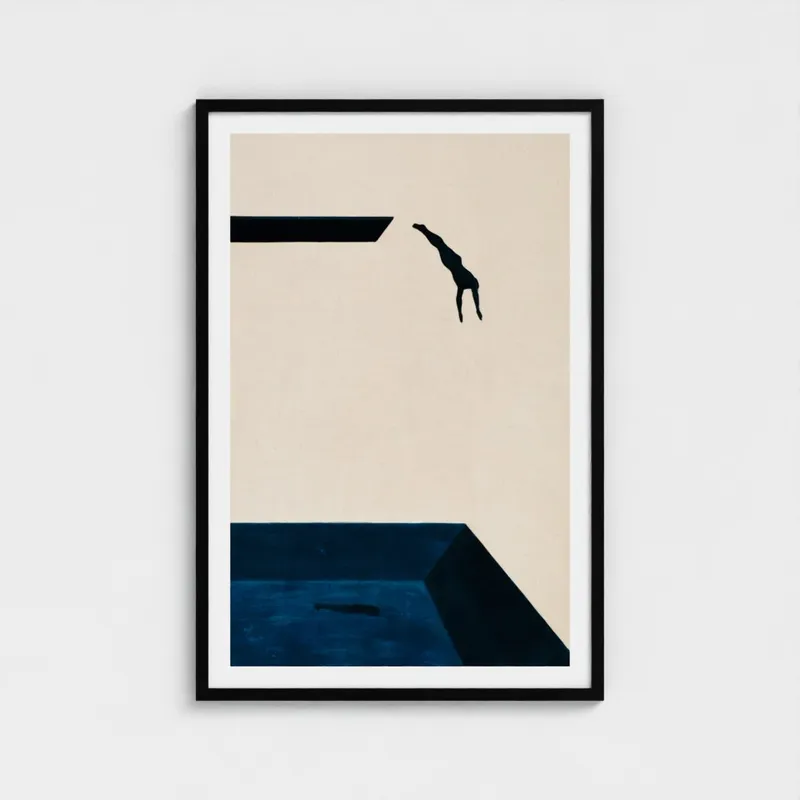 THE DIVER — Minimalist Surrealist Swimming Pool Wall Art