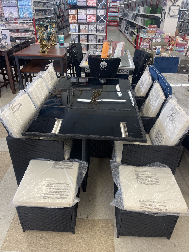9-Piece Outdoor Patio Dining Set with Glass Table