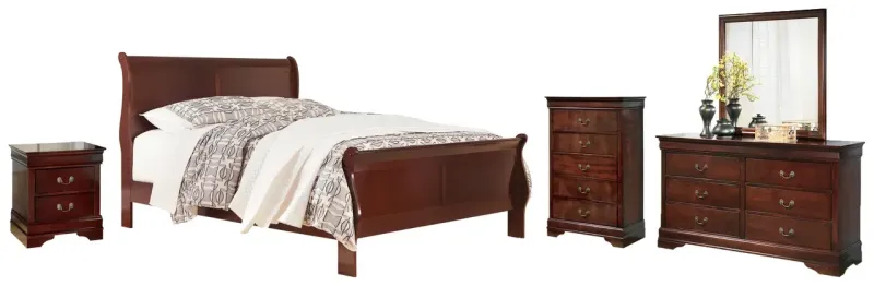 Alisdair Queen Sleigh Bed with Mirrored Dresser, Chest and Nightstand