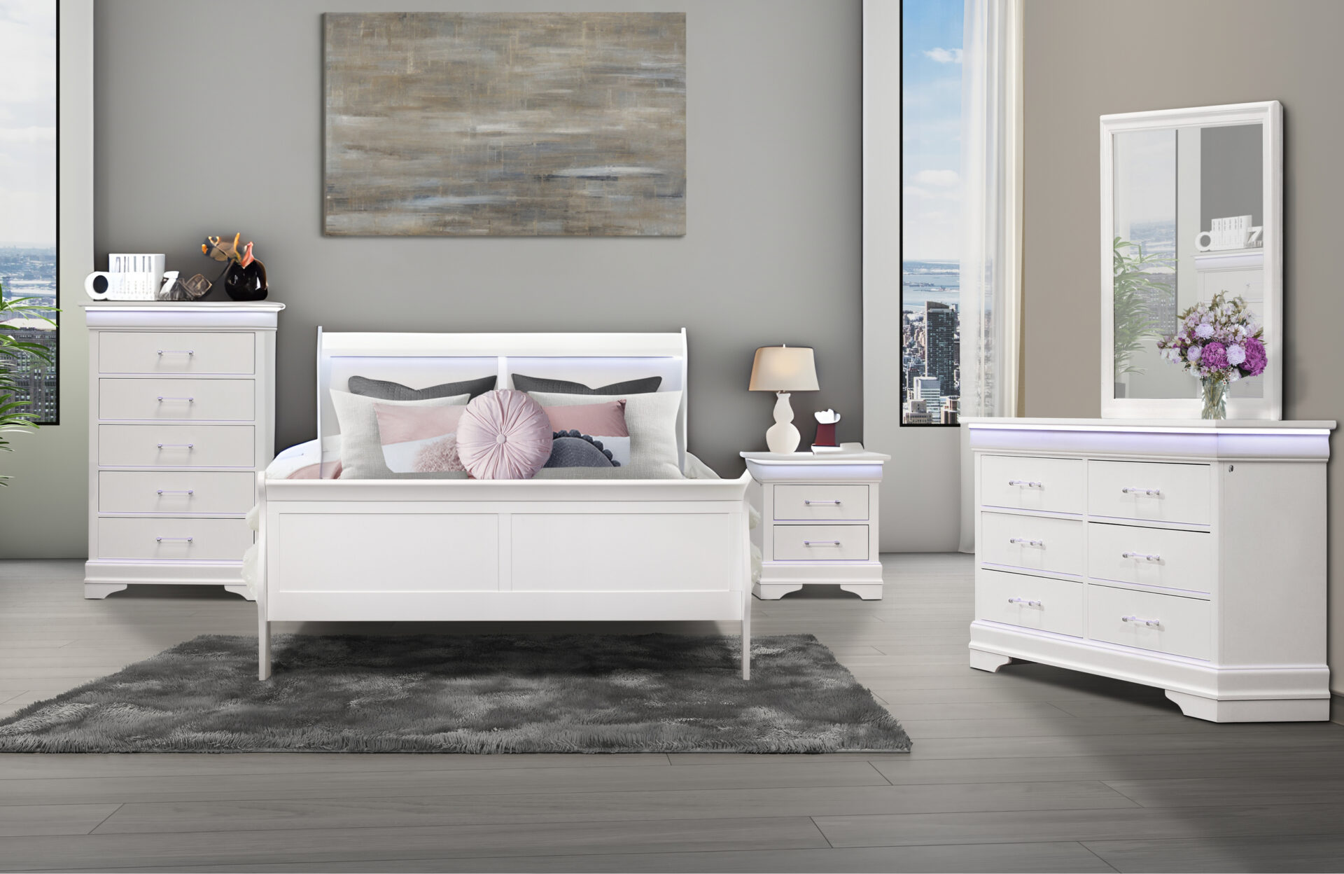  FULL BED ROOM SET WITH LED