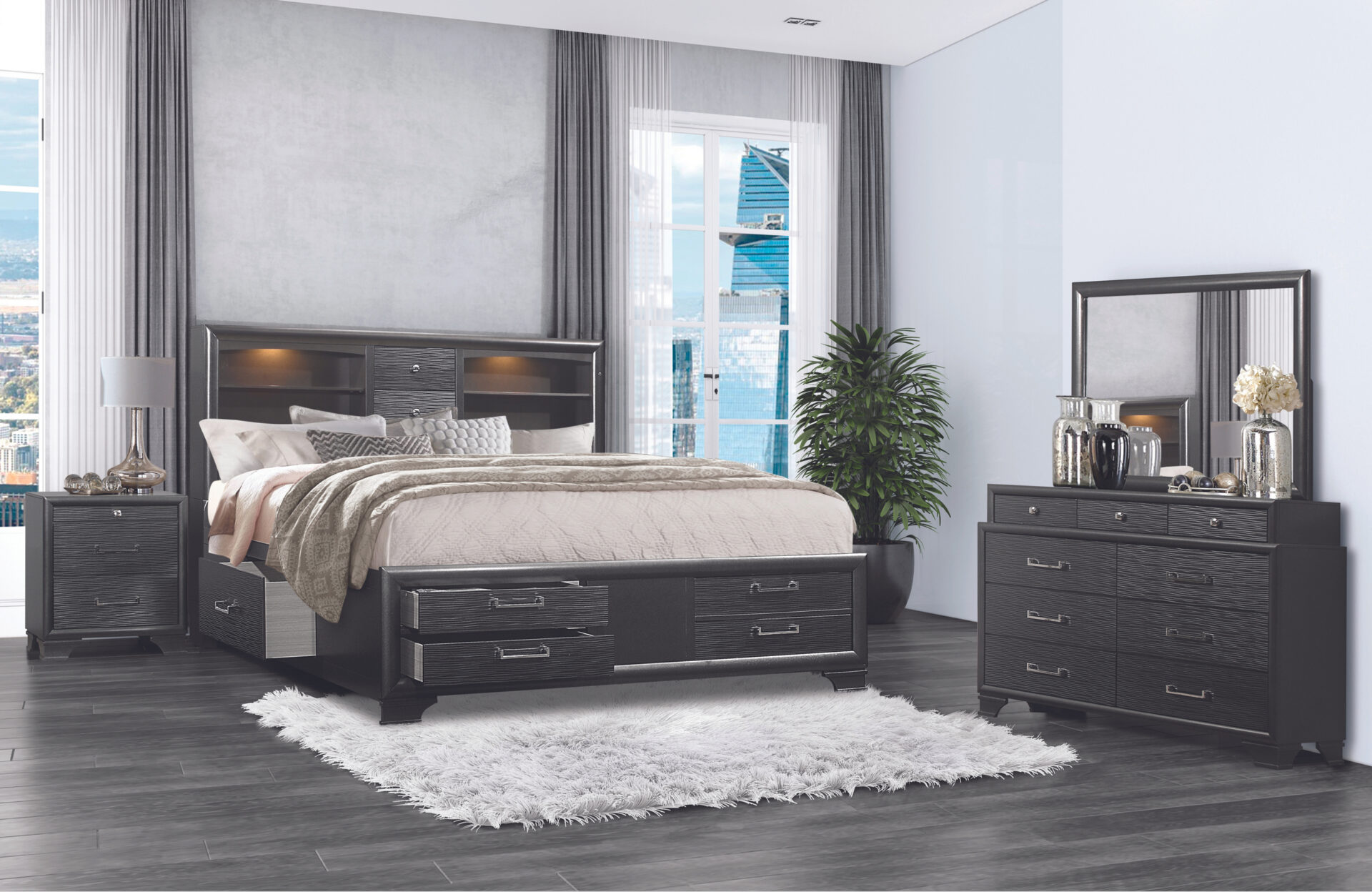  GREY QUEEN BED ROOM SET