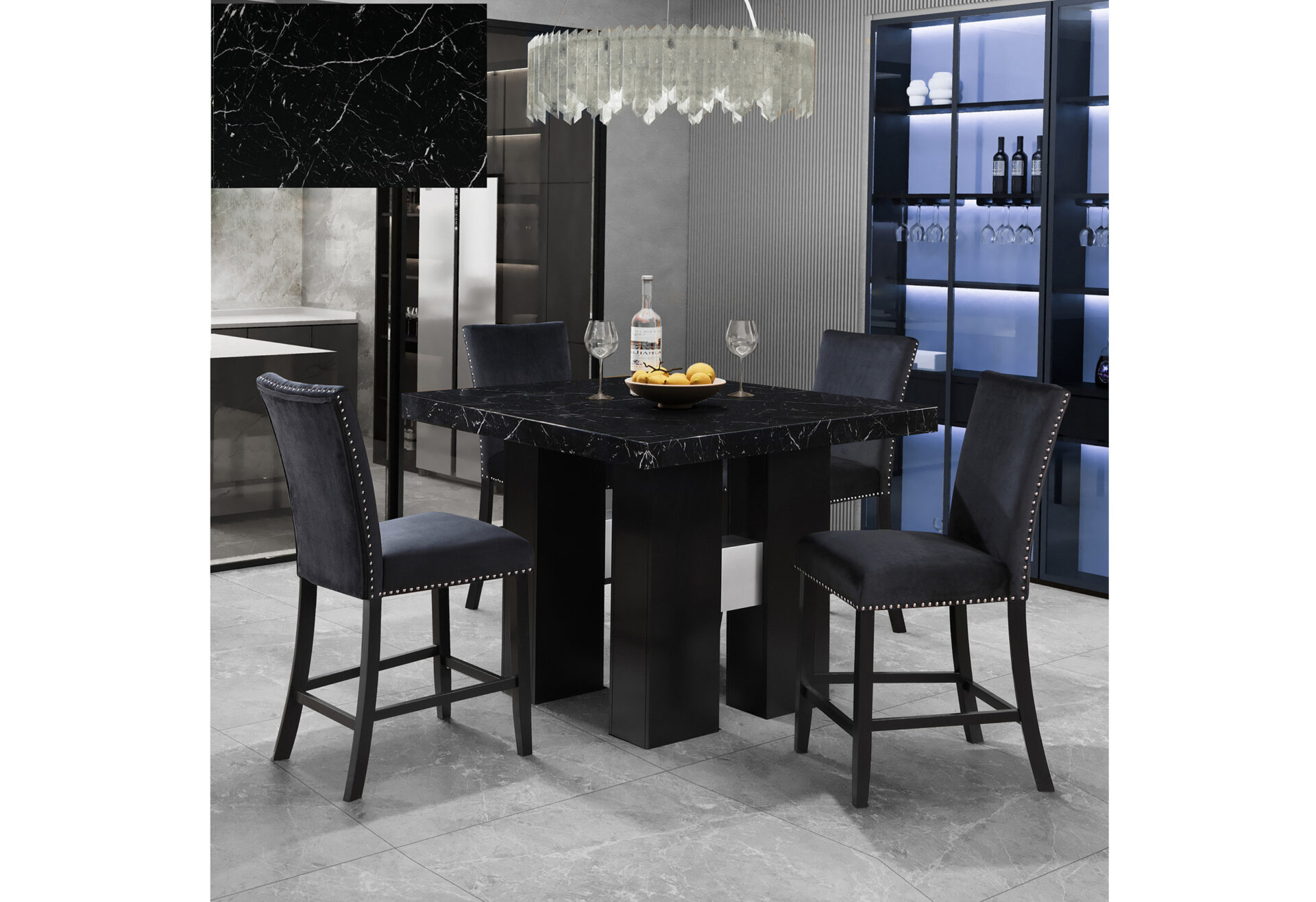 BLACK BAR TABLE + 4 BS