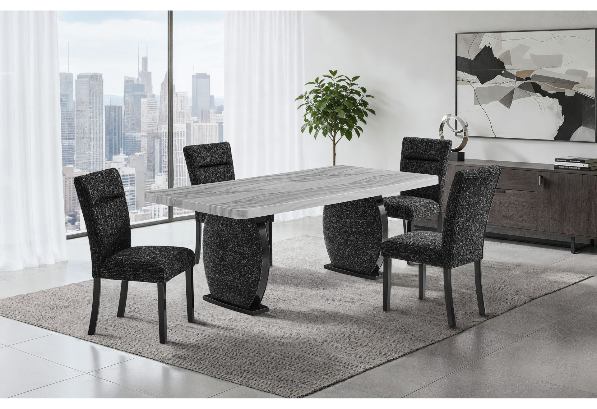 DINING TABLE AND 8 DINING CHAIRS