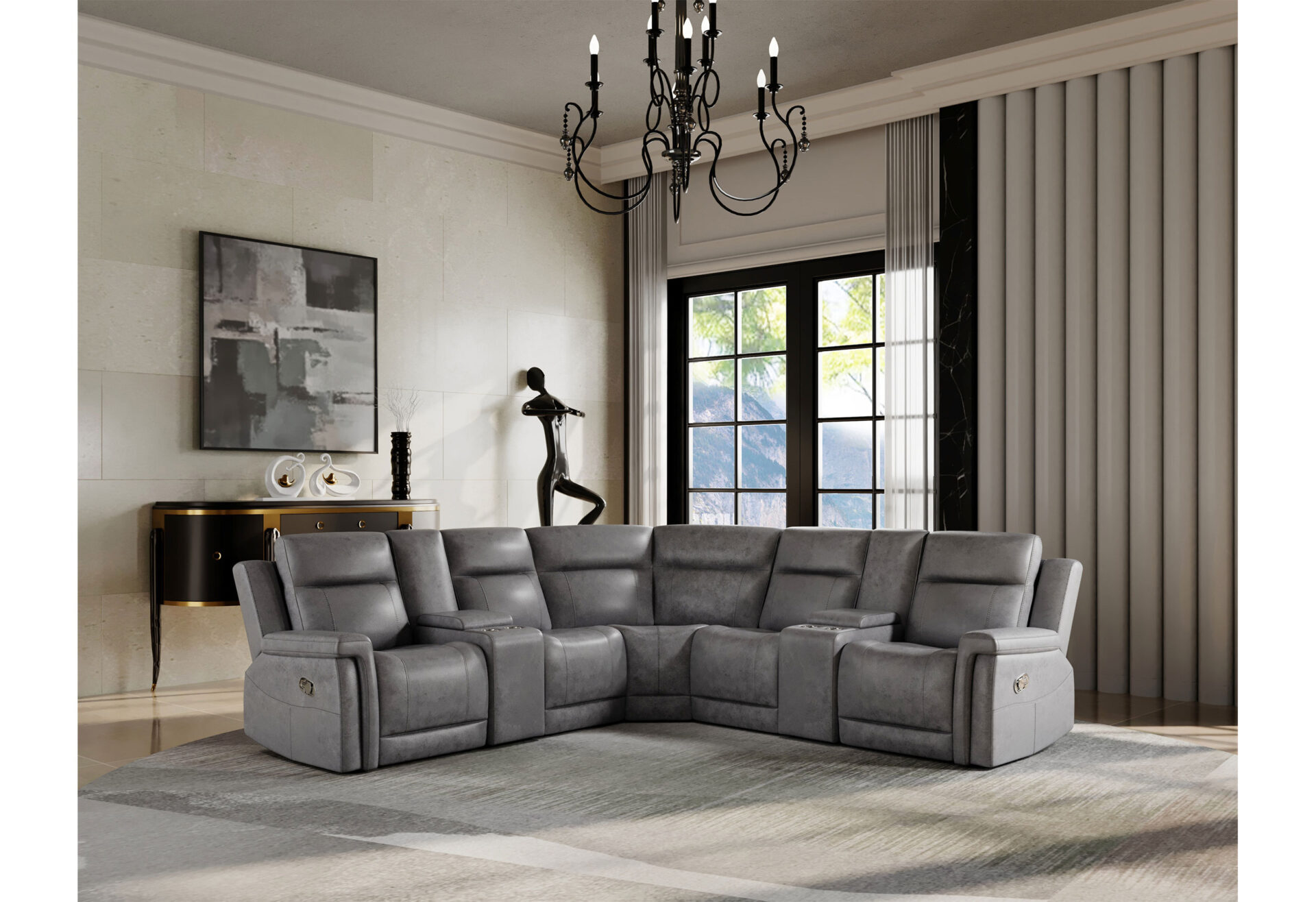 GREIGE SECTIONAL LIVING ROOM 