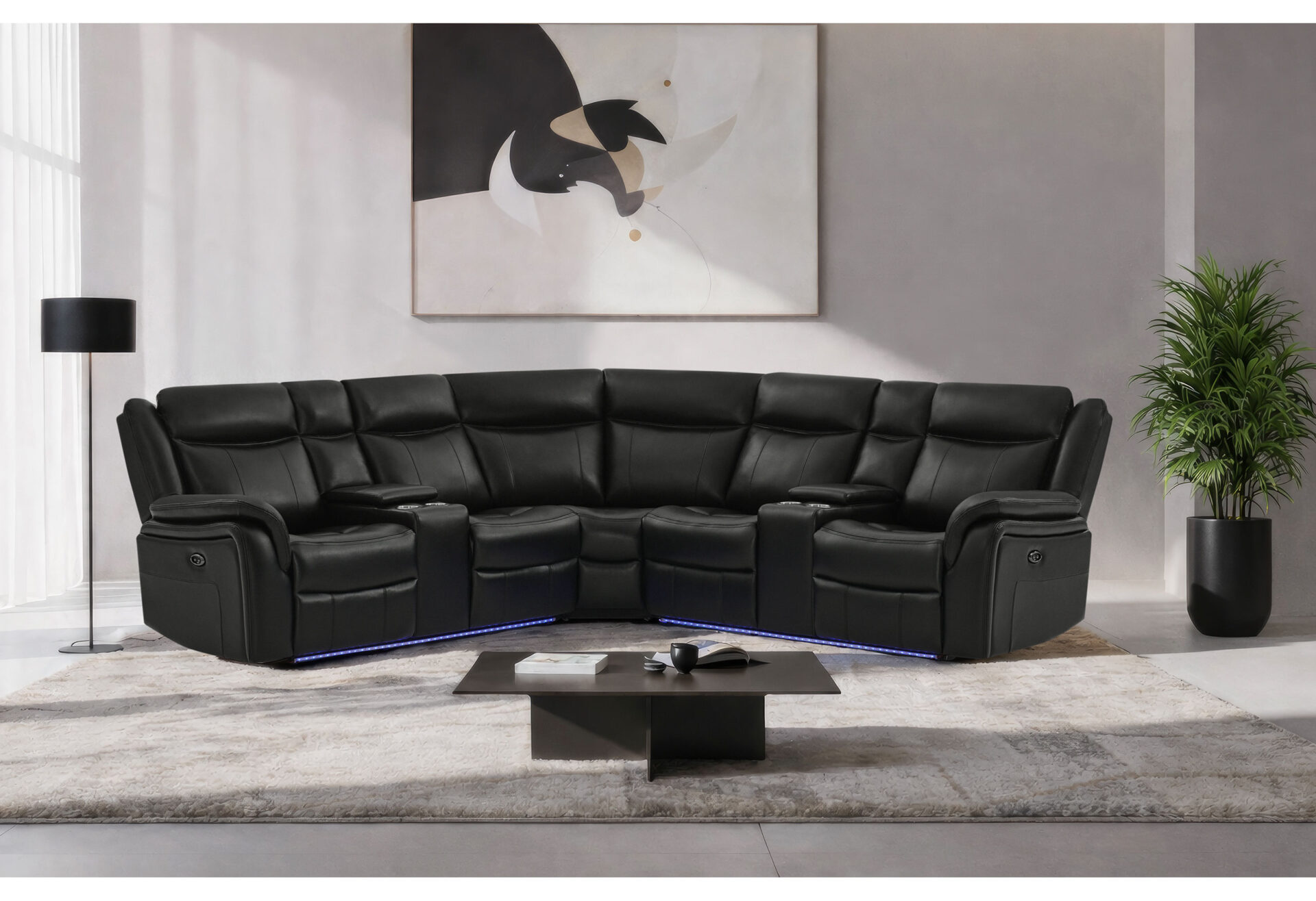 BLACK SECTIONAL LIVING ROOM 