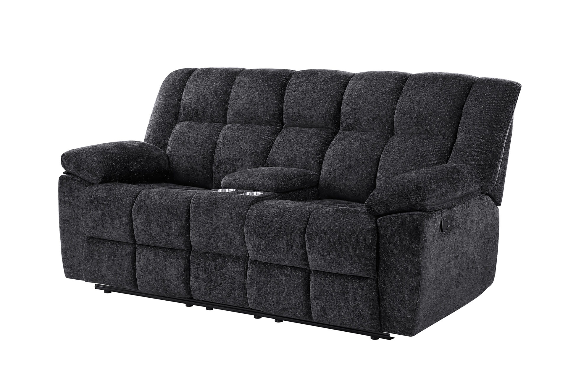 BLACK CONSOLE RECLINING LOVESEAT