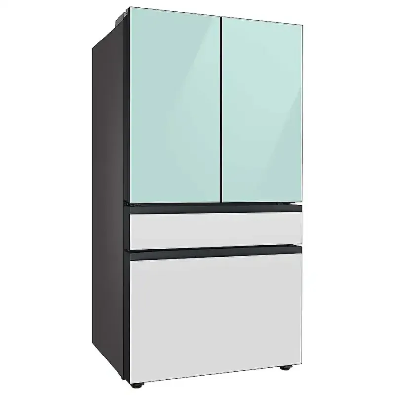 Samsung - 36 in. Wide BESPOKE 29 cu. ft 4-Door French Door Smart Refrigerator with Beverage Center - Morning Blue Glass