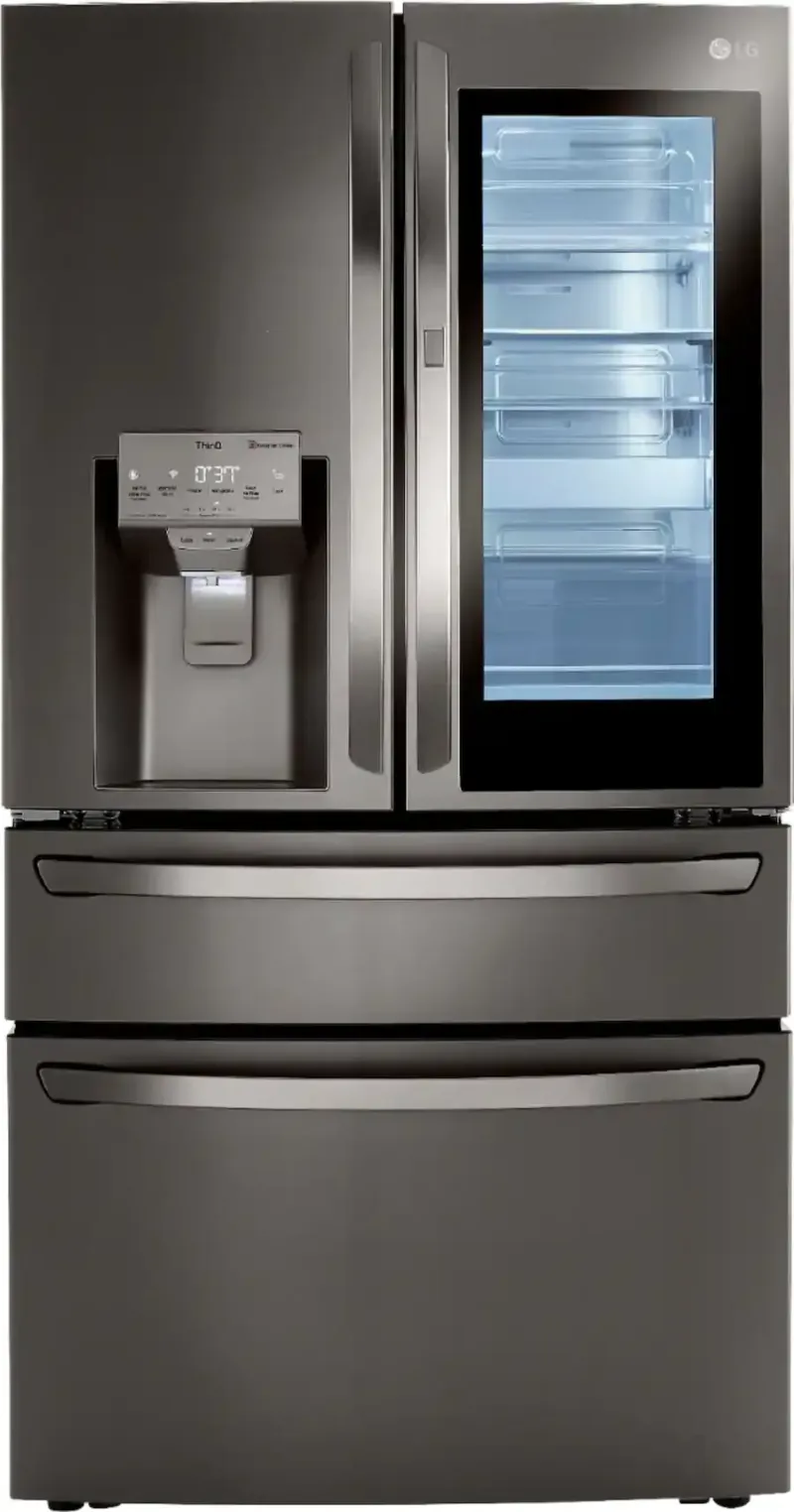 LG - 36-in Wide 22.5 Cu. Ft. 4-Door French Door-in-Door Counter-Depth Smart Refrigerator with Craft Ice - Black Stainless Steel