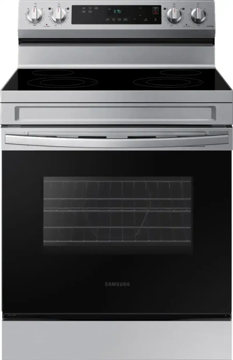 Samsung - 30 in. Wide 4 Elements 6.3 cu. ft. Freestanding Electric Range with WiFi and Steam Clean - Stainless Steel