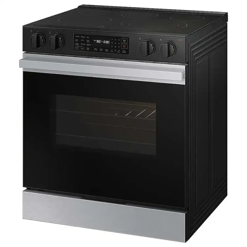 Samsung - 30 in. Wide 5 Elements Bespoke 6.3 Cu. Ft. Slide-In Electric Range with Air Fry - Stainless Steel