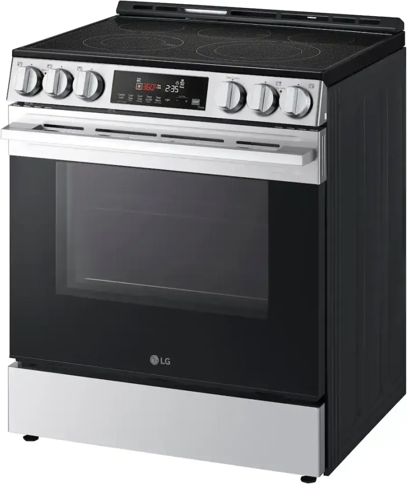 LG - 30-in Wide 6.3 Cu. Ft. Slide-In Electric True Convection Smart Range with 5 Elements, Air Fry and Flex Control Knobs - Sta