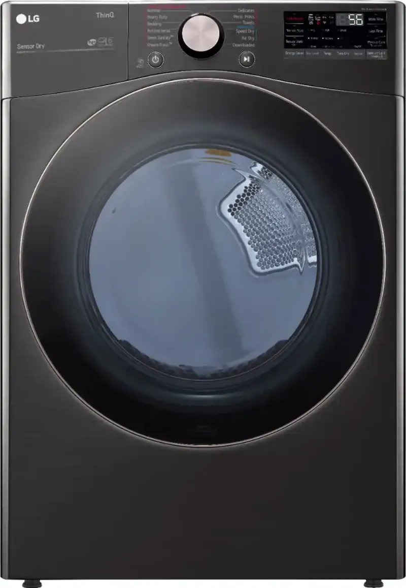 LG - 7.4 Cu. Ft. Stackable Smart Electric Dryer with Steam and Built-In Intelligence - Black Steel