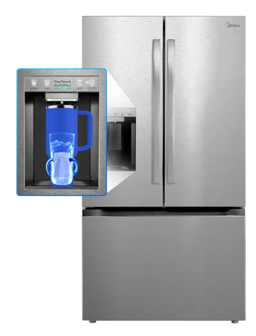 Midea - MRF29D9BST 29 Cu. Ft. Stainless OneTouch AutoFill French Door Smart Refrigerator - Stainless Steel