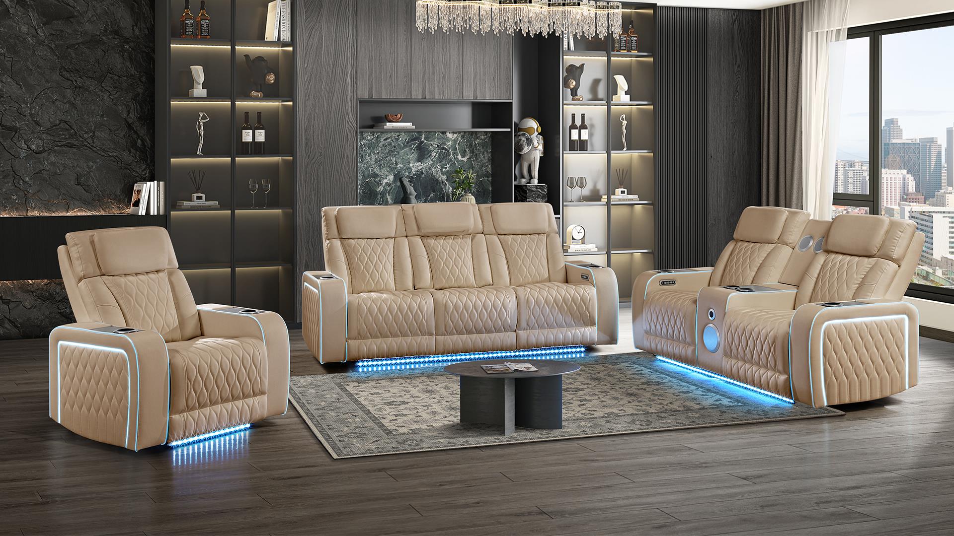 Electra Living Room Set In Caramel
