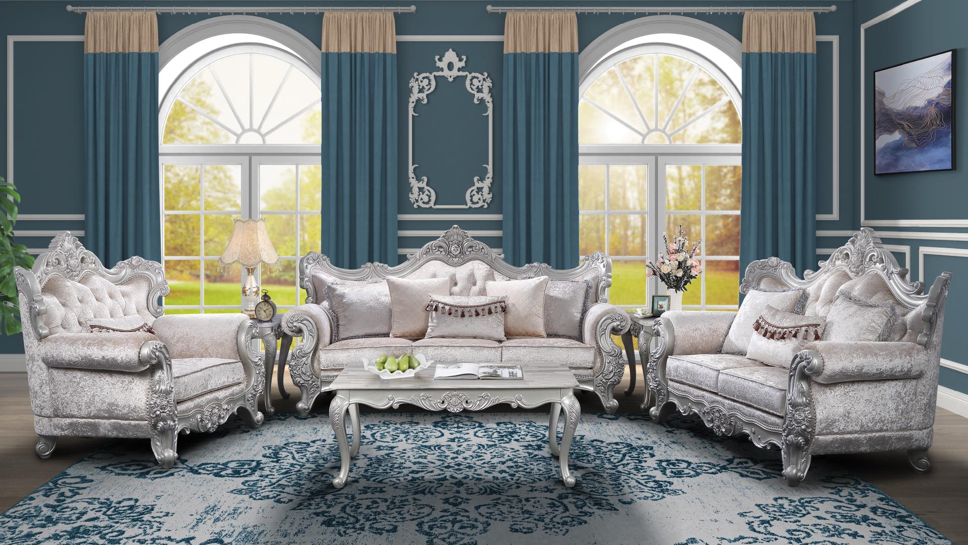 Melrose Living Room Set in Champagne