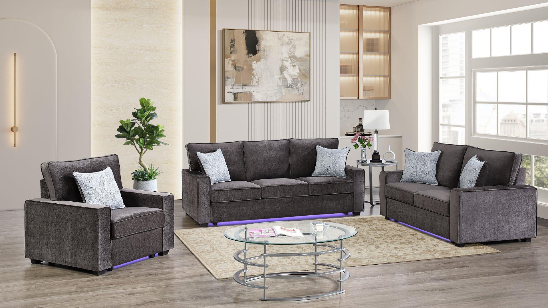 Rita Living Room Set In Charcoal