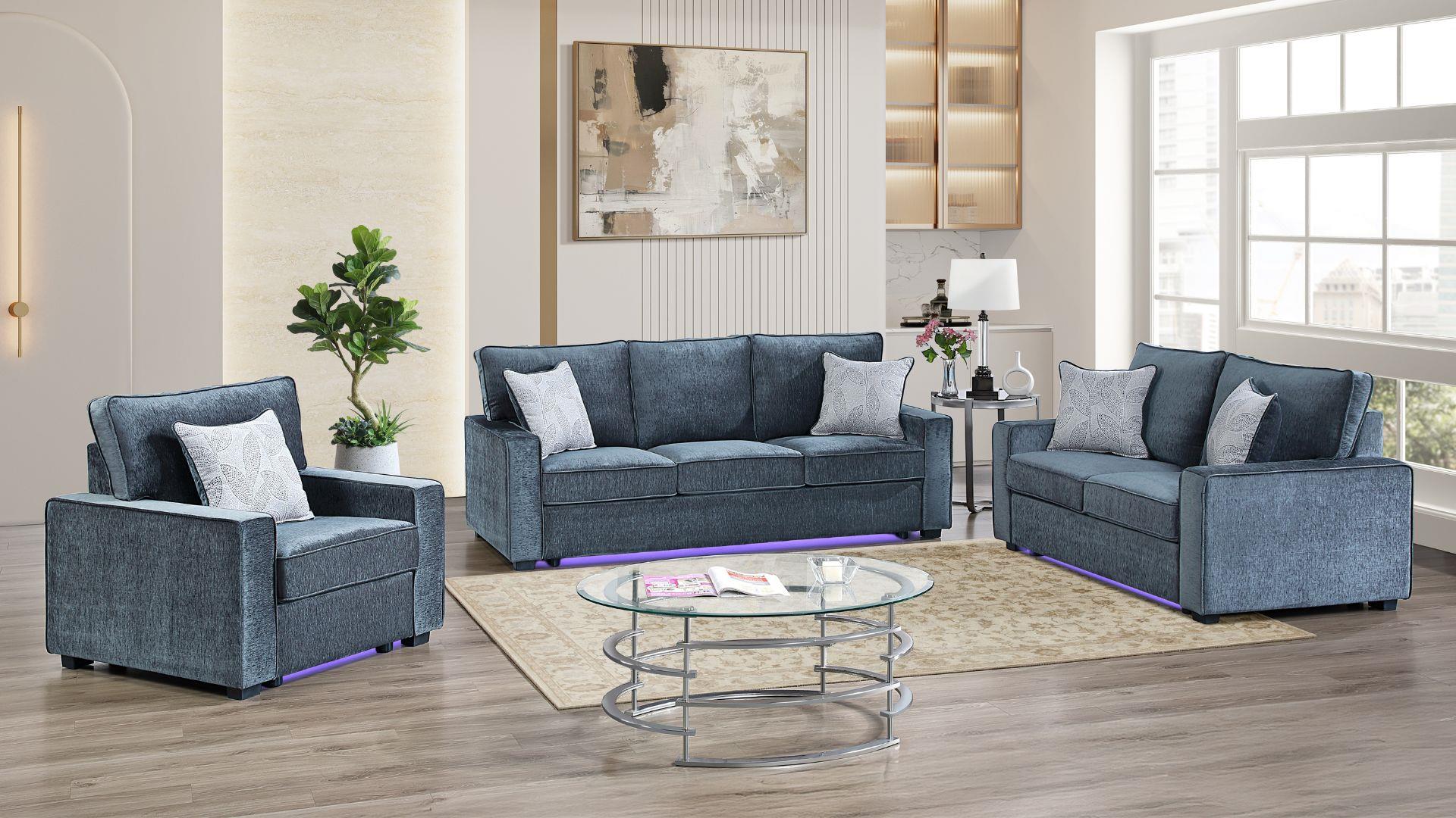 Rita Living Room Set In Navy