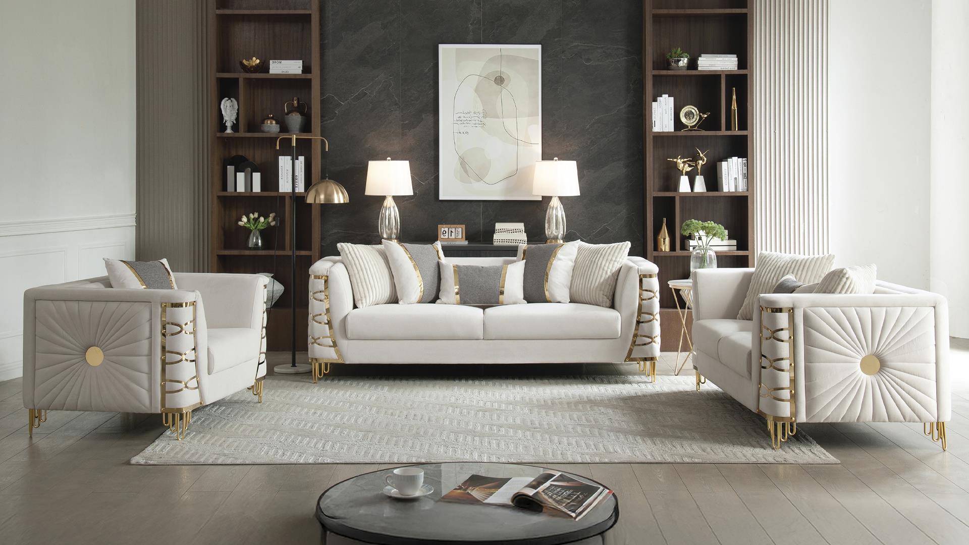 Contessa Living Room Set in Beige