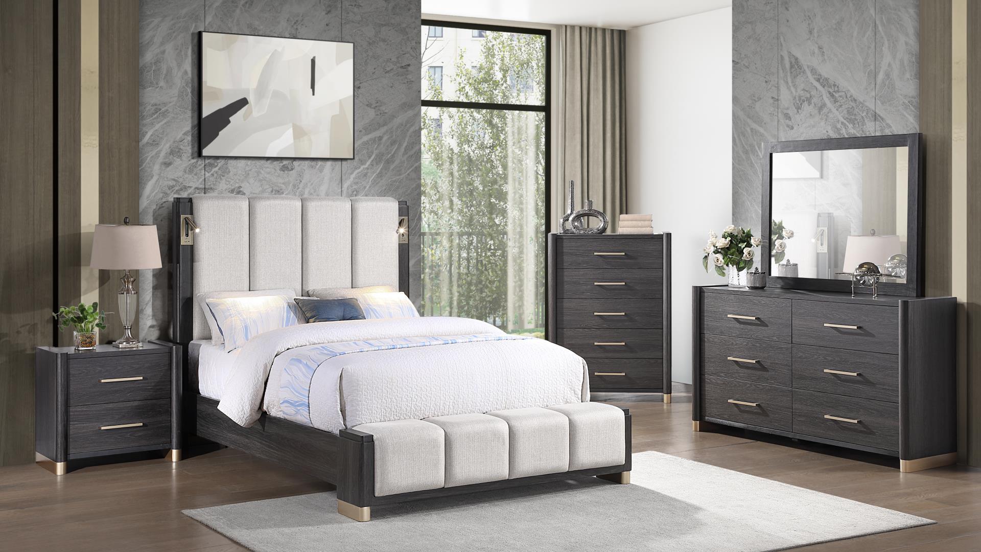 Clifton King Bedroom Set in Charcoal Gray