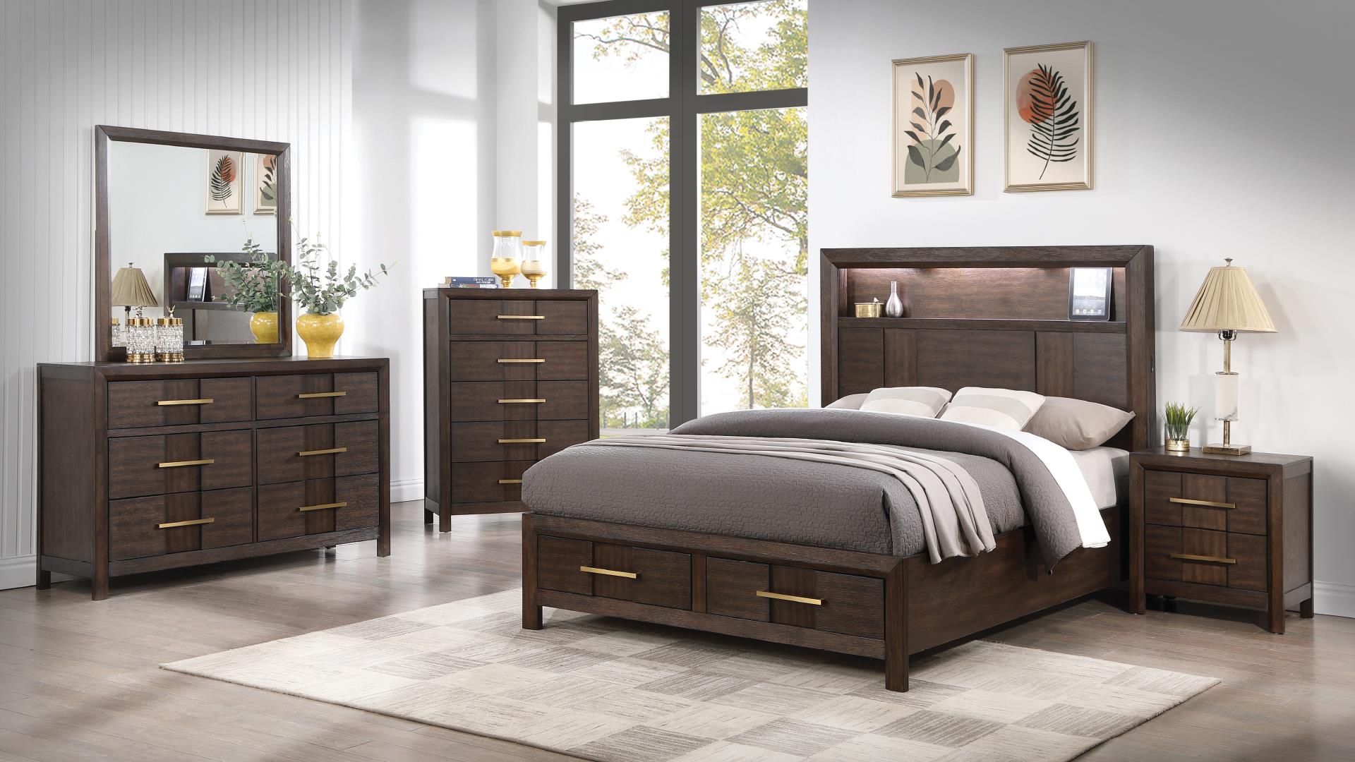 Kenzo Bedroom set in Dark Walnut