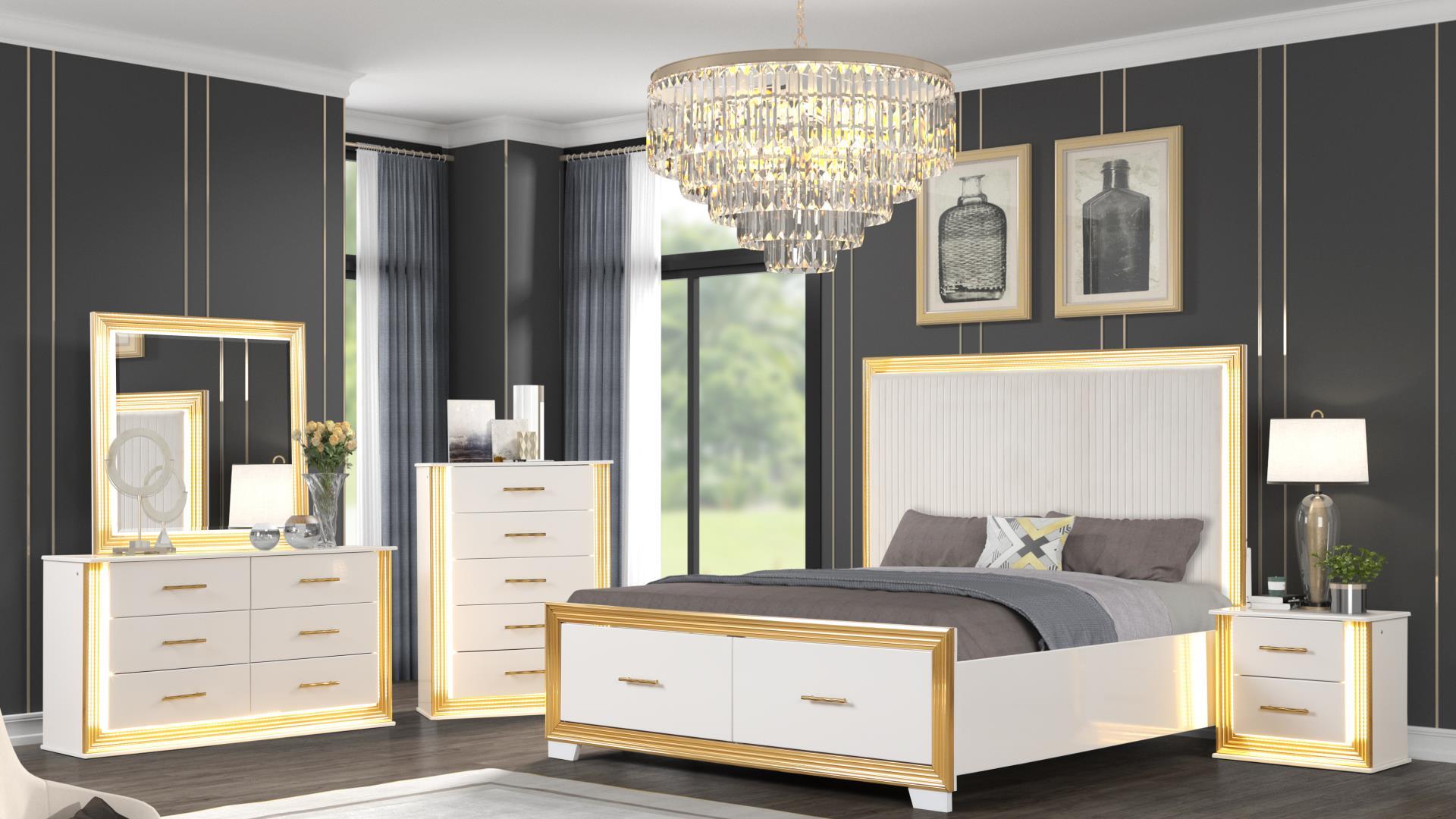 Obsession Bedroom set in White & Gold